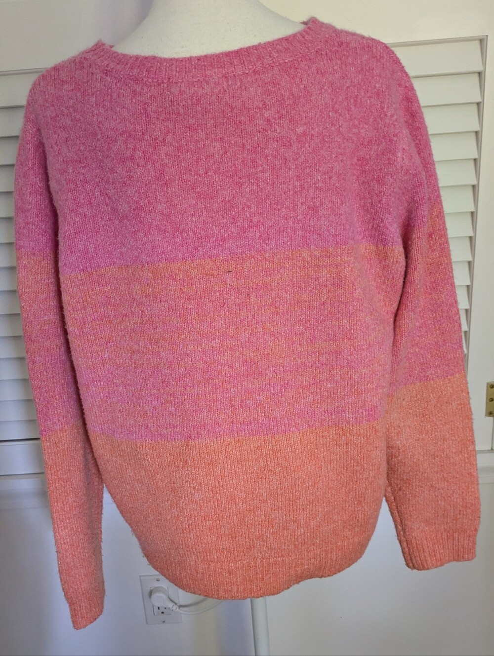 Cupcakes & Cashmere Pink, Orange Colorblock Pullover Sweater, Sz XL - Picture 4 of 5